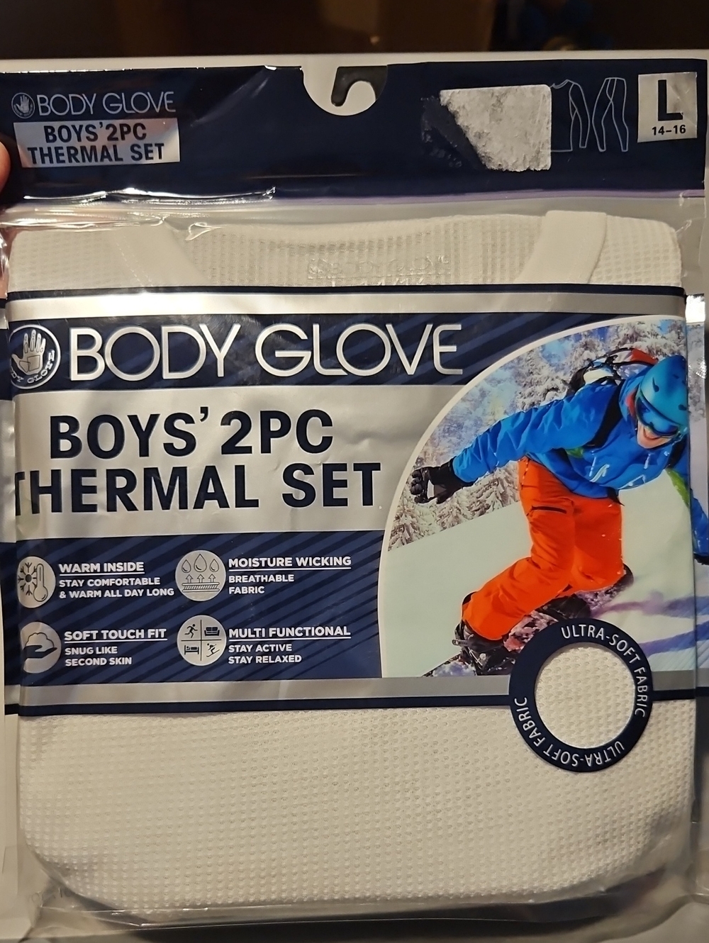 BODY GLOVE BOYS 2 PIECE THERMAL SET: NEW IN PACKAGE: SIZE L